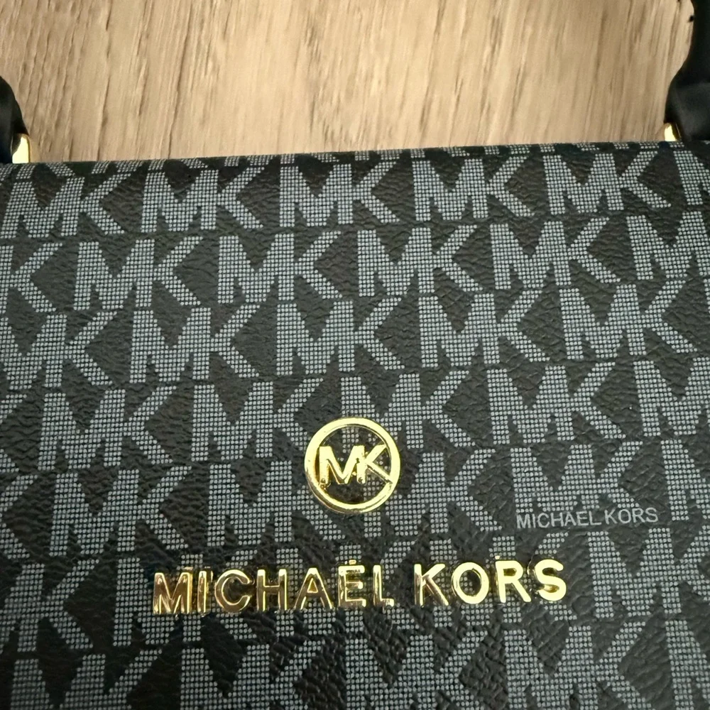 Michael Kors Black and Grey MK Logo Top-Handle Crossbody - Picture 2 of 4